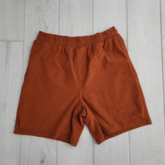 Beyond Yoga Men’s Spacedye Take It Easy 7” Drawstring Shorts Size Medium Orange - Picture 1 of 6